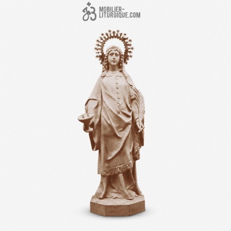 Statue Sainte Lucie Polychrome Antique