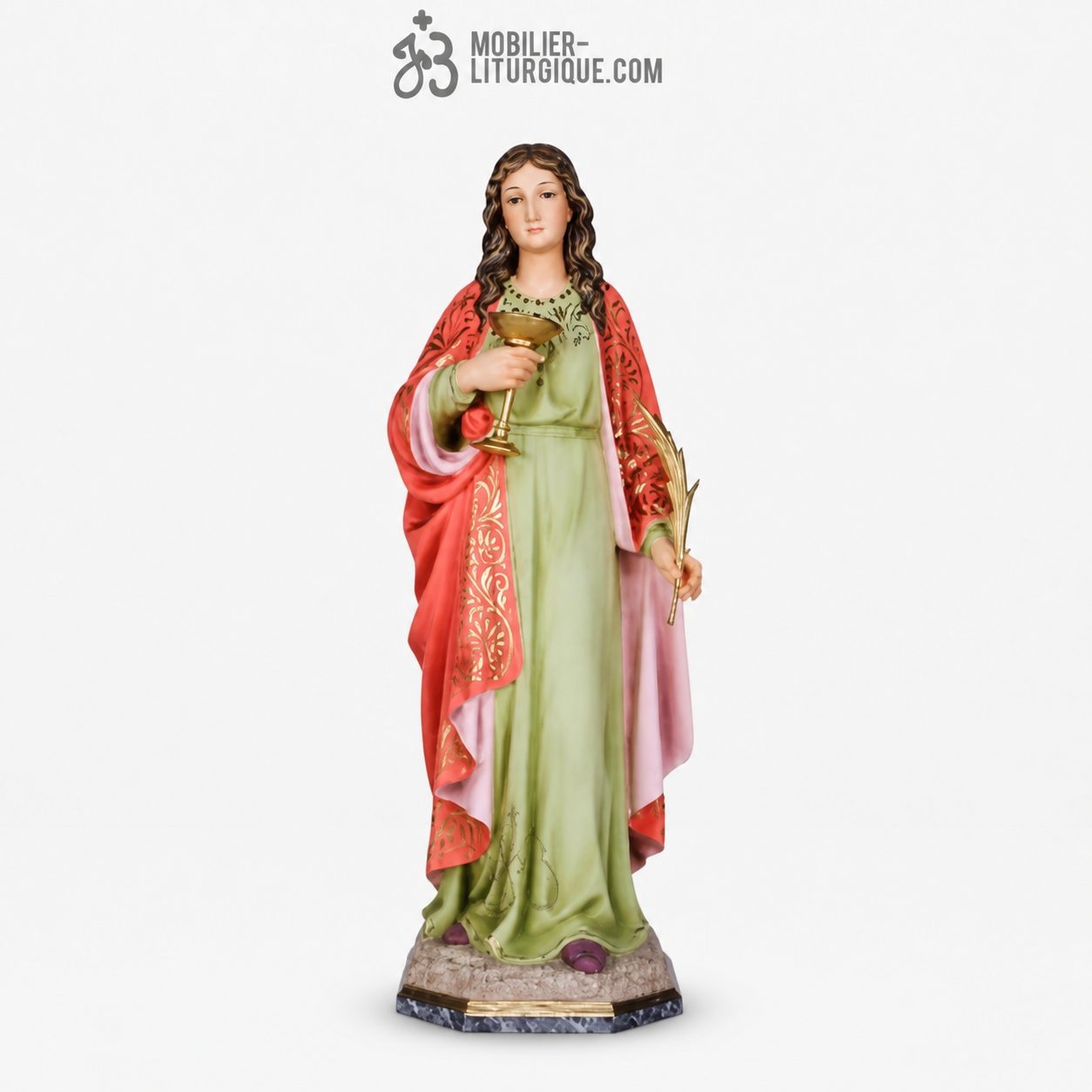 Statue Sainte Lucie Polychrome Antique