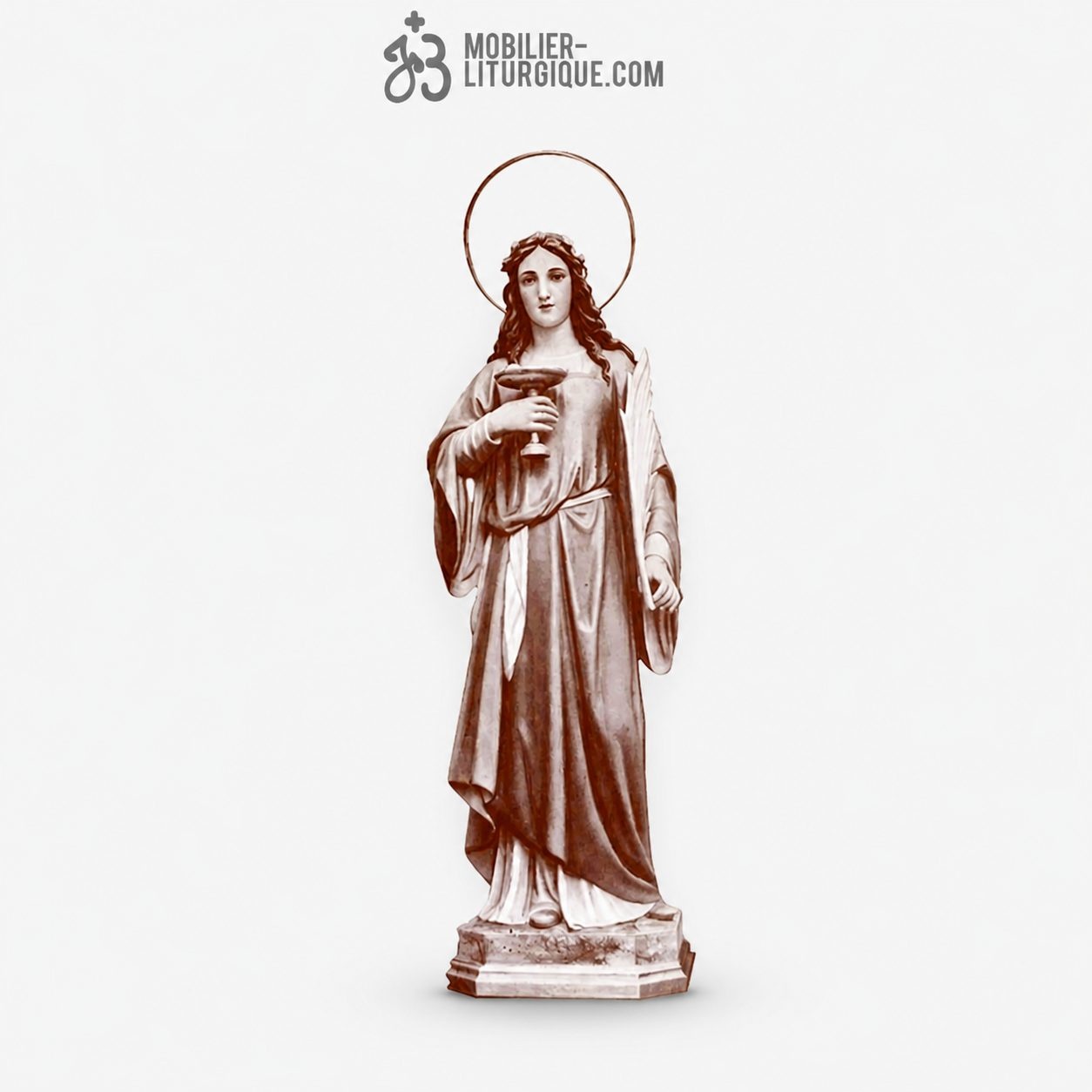 Statue Sainte Lucie Polychrome Antique
