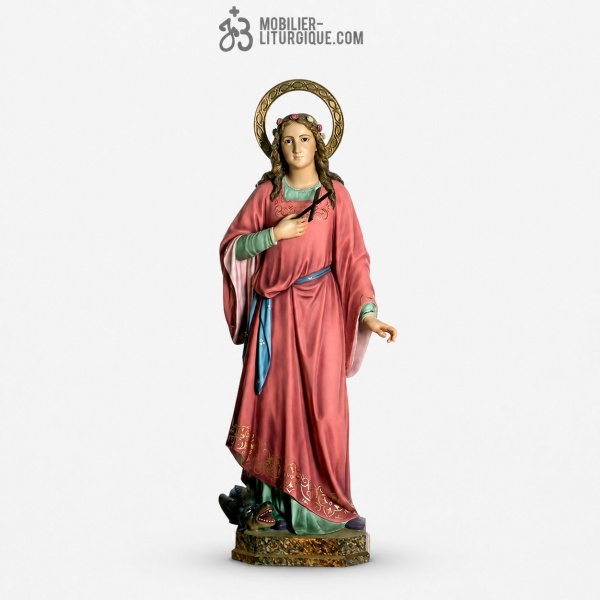 Statue Sainte Marguerite Polychrome Antique