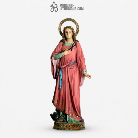 Statue Sainte Marguerite Polychrome Antique