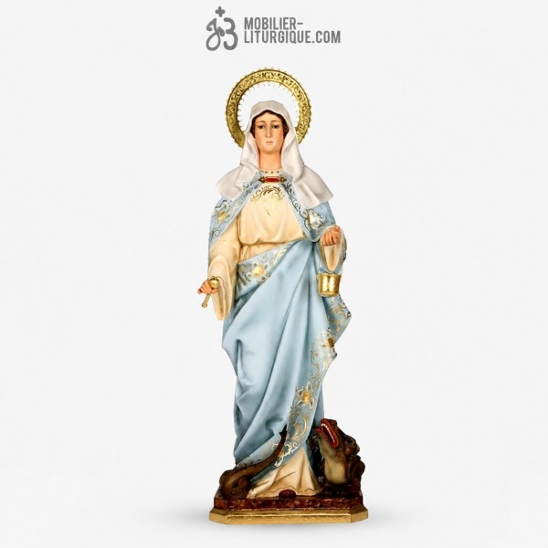 Statue Sainte Marthe Polychrome Antique