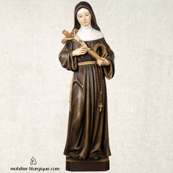 Statue Sainte Rita en bois d�cor�