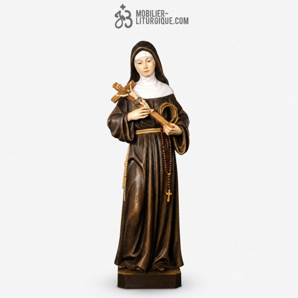 Statue Sainte Rita en bois d�cor�