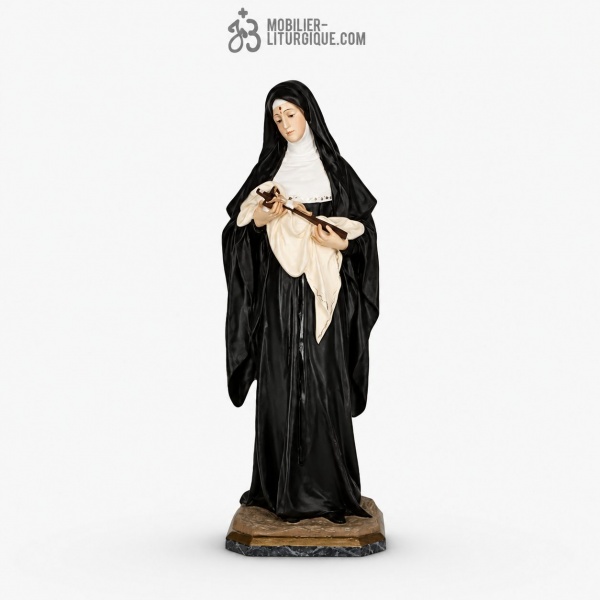 Statue Sainte Rita Polychrome Antique