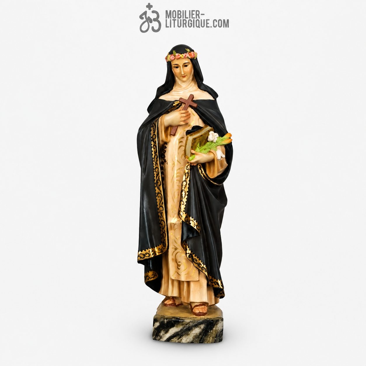 Statue Sainte Rosa Polychrome Antique