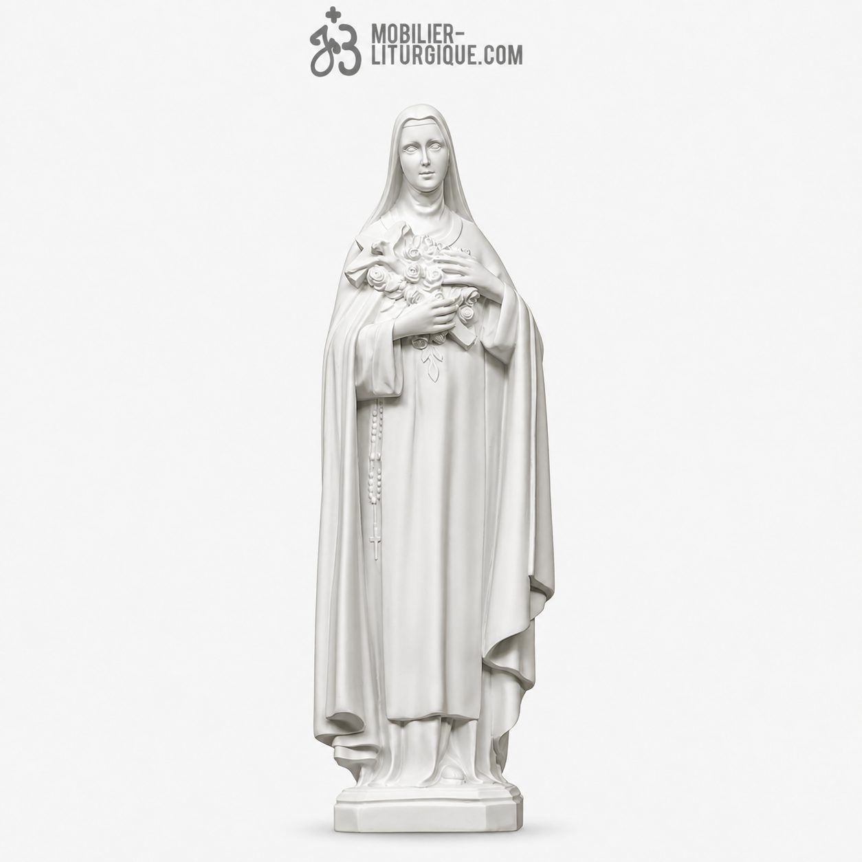 Statue Sainte Th&eacute;r&egrave;se, en marbre reconstitu&eacute; synth&eacute;tique, 40 cm