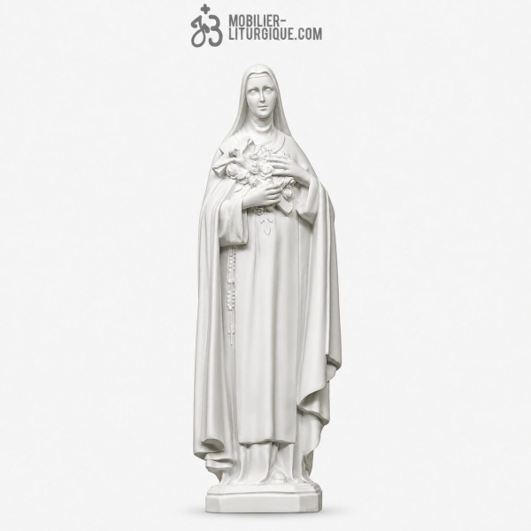 Statue Sainte Th�r�se, en marbre reconstitu� synth�tique, 40 cm