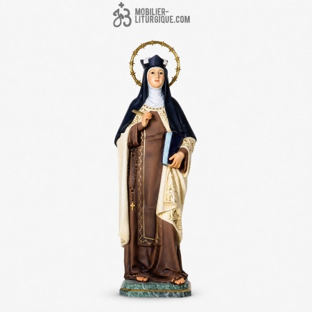 Statue Sainte Th&eacute;r&egrave;se d\'Avila Polychrome Antique
