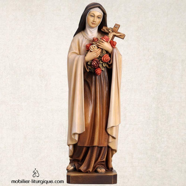 Statue Sainte Th�r�se de Lisieux en bois d�cor�