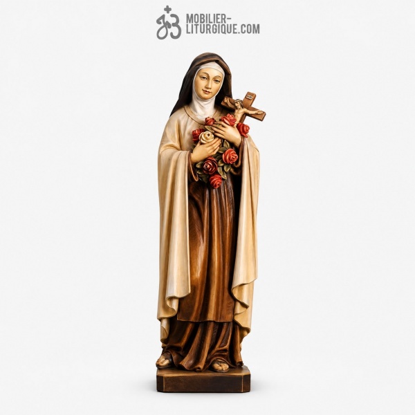 Statue Sainte Th�r�se de Lisieux en bois d�cor�
