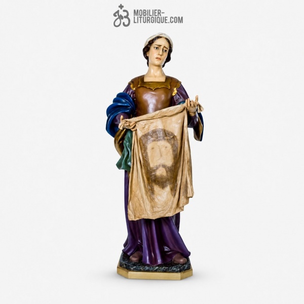 Statue Sainte V�ronique Polychrome Antique