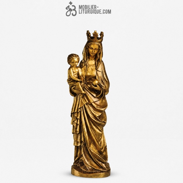 Statue Sainte Vierge � l\'enfant Bronze