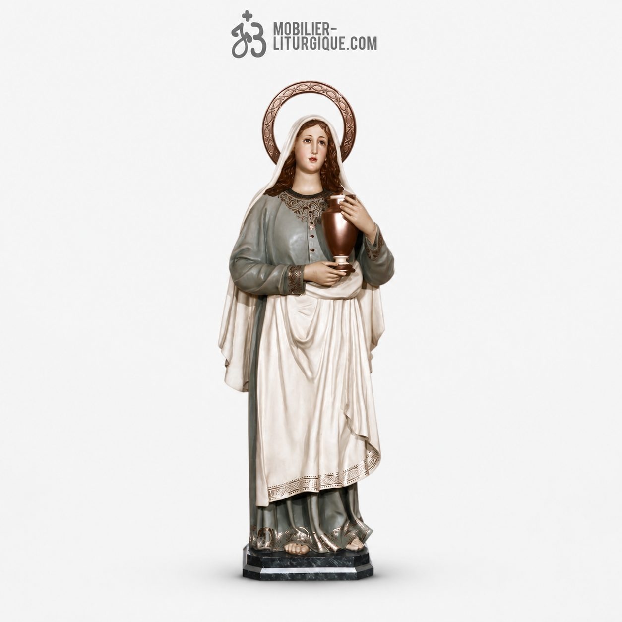 Statue Sainte Zita Polychrome Antique