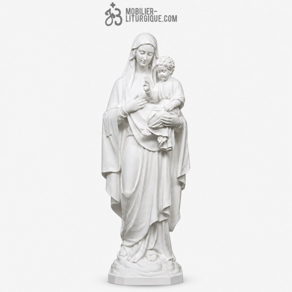 Statue Vierge � l\'Enfant , en r�sine de marbre reconstitu�, 130 cm