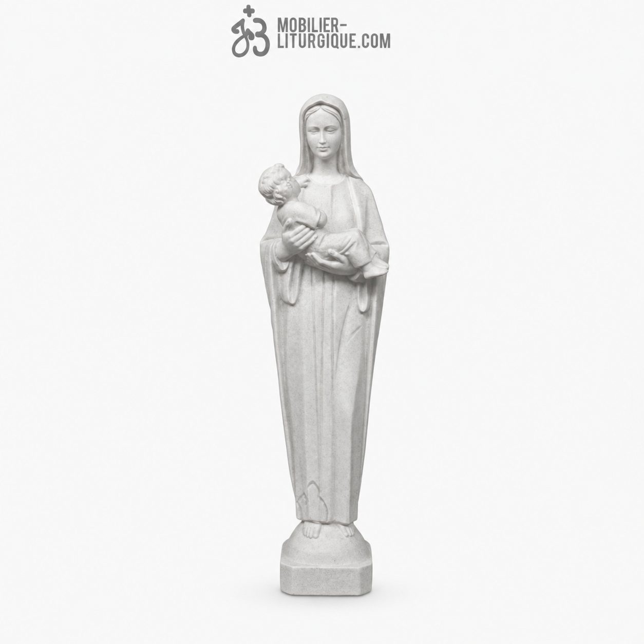 Statue Vierge &agrave; l\'Enfant ,en marbre reconstitu&eacute;, 115 cm