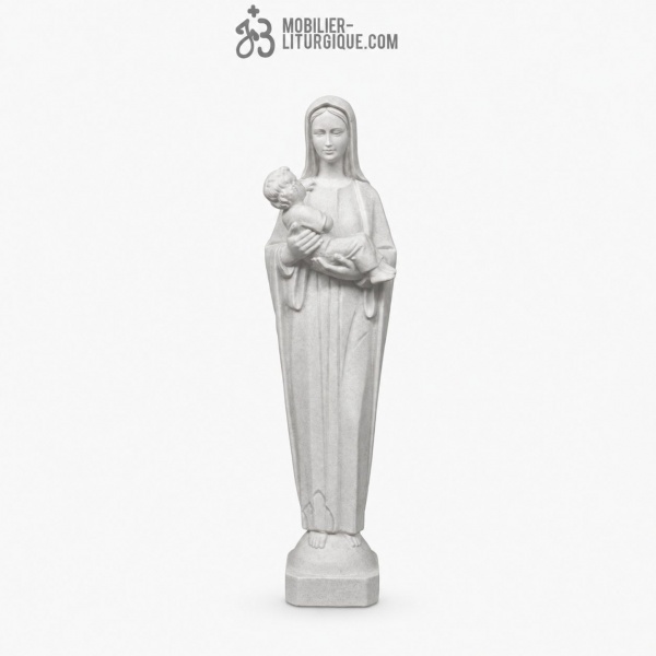Statue Vierge � l\'Enfant ,en marbre reconstitu�, 115 cm