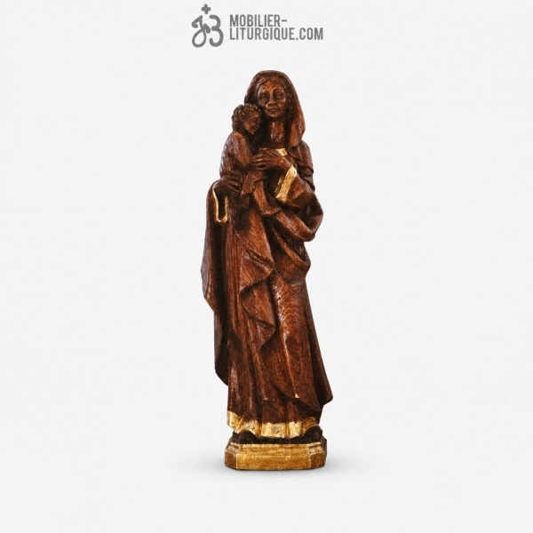 Statue Vierge a l\'enfant Bois massif
