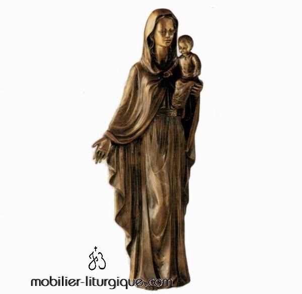 Statue Vierge � l\'enfant Bronze