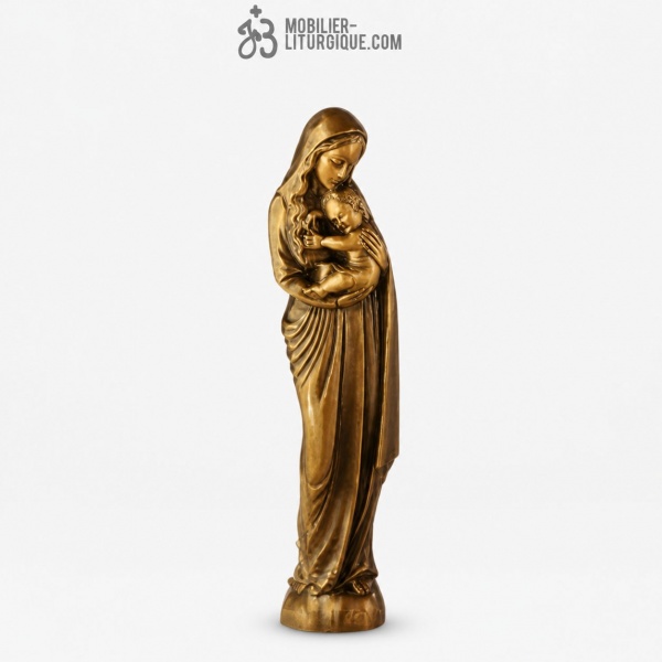 Statue Vierge � l\'enfant Bronze