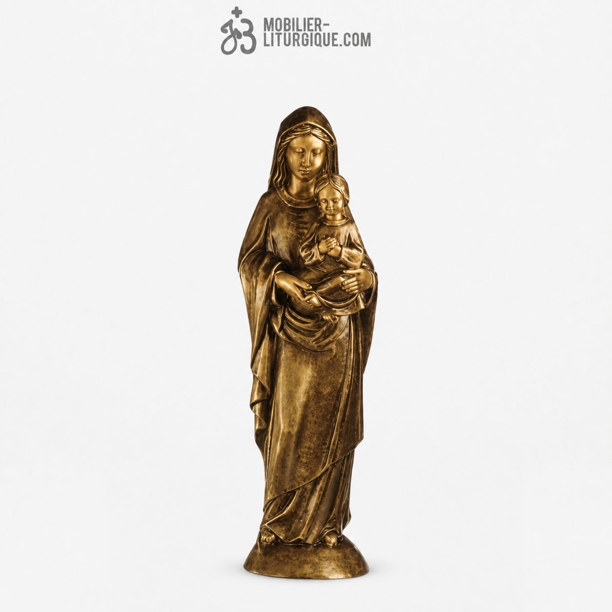 Statue Vierge &agrave; l\'enfant Bronze