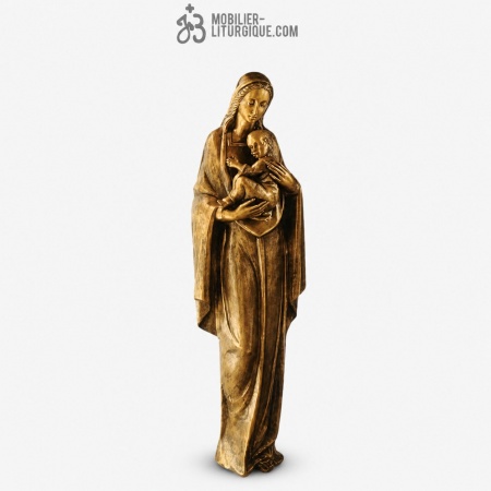 Statue Vierge &agrave; l\'enfant Bronze
