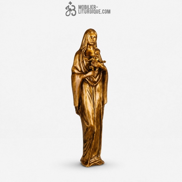 Statue Vierge � l\'enfant Bronze