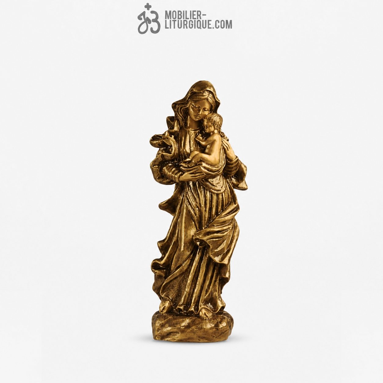 Statue Vierge &agrave; l\'enfant Bronze