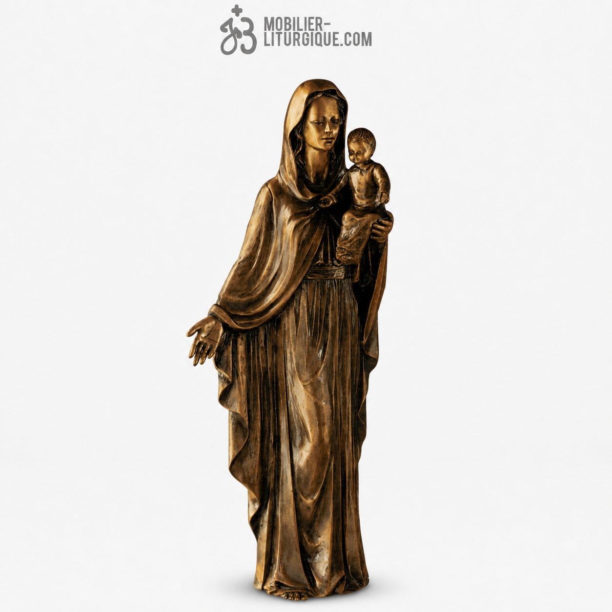 Statue Vierge &agrave; l\'enfant Bronze