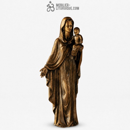 Statue Vierge &agrave; l\'enfant Bronze