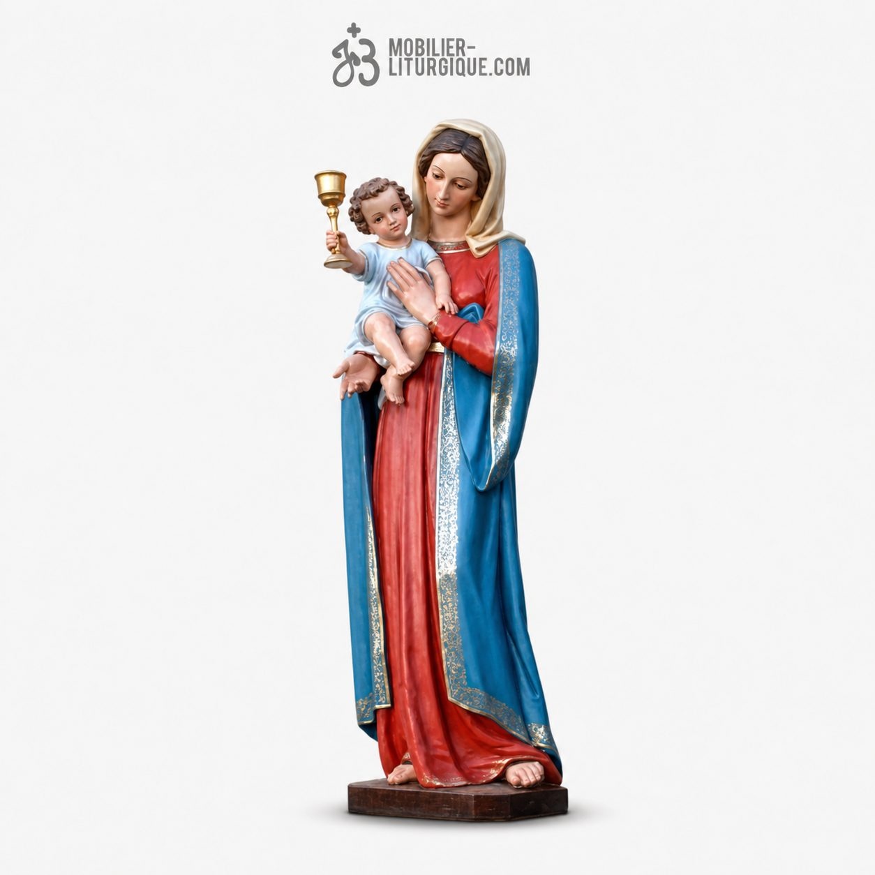 Statue Vierge &agrave; l\'Enfant color&eacute;e