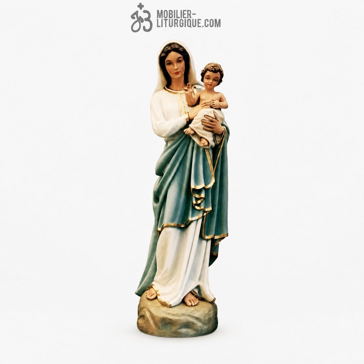 Statue Vierge &agrave; l\'enfant D&eacute;cor&eacute;