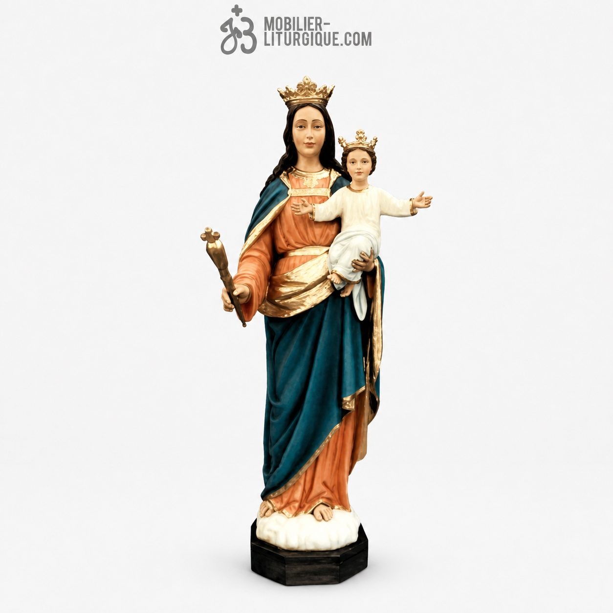 Statue Vierge &agrave; l\'enfant D&eacute;cor&eacute;e