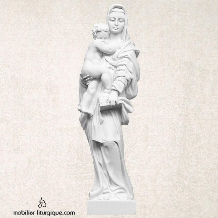 Statue Vierge à l'Enfant en marbre blanc