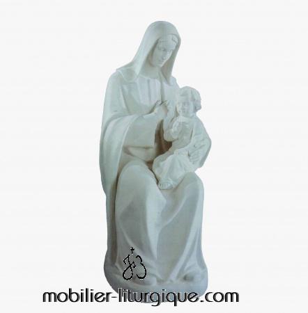 Statue Vierge à l\'Enfant en marbre blanc