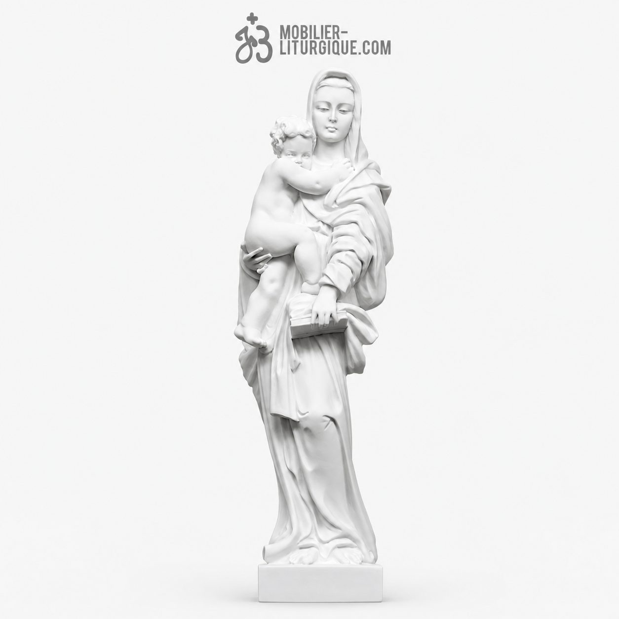 Statue Vierge &agrave; l\'Enfant en marbre blanc