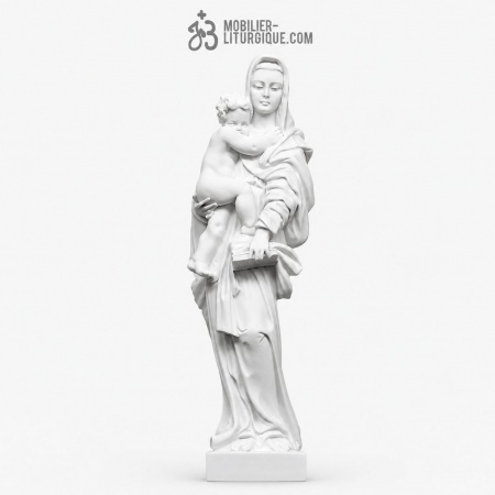 Statue Vierge &agrave; l\'Enfant en marbre blanc