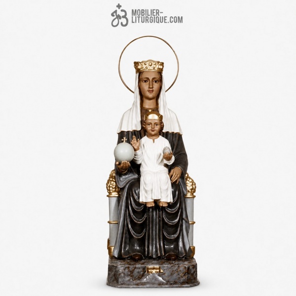 Statue Vierge � l\'Enfant Polychrome Antique