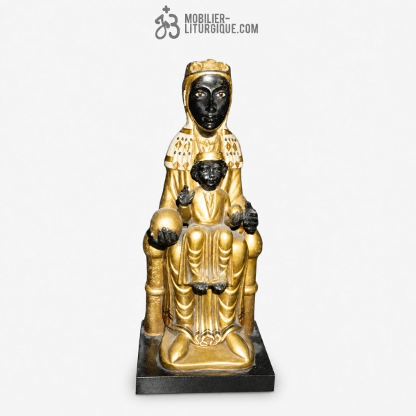 Statue Vierge � l\'Enfant Polychrome Antique