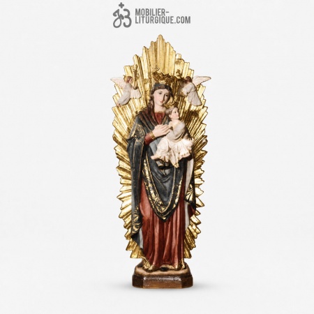 Statue Vierge &agrave; l\'enfant Polychrome Antique