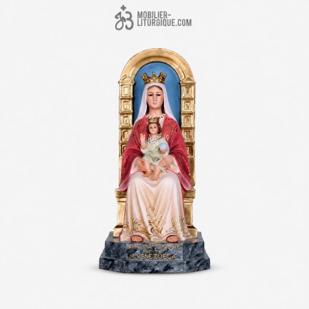 Statue Vierge &agrave; l\'enfant Polychrome Antique