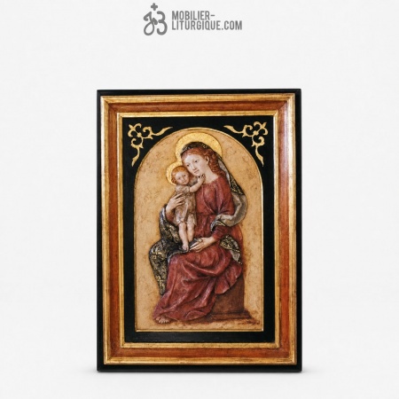 Statue Vierge a l\'enfant Polychrome