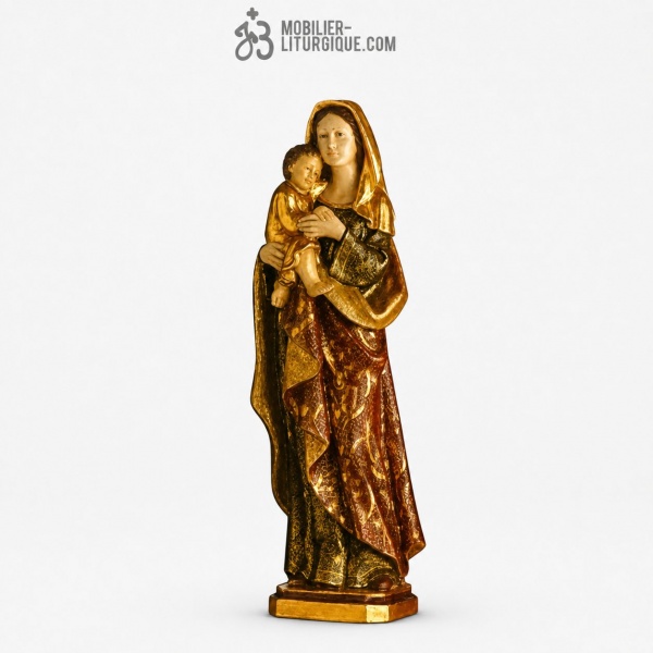Statue Vierge a l\'enfant Polychrome