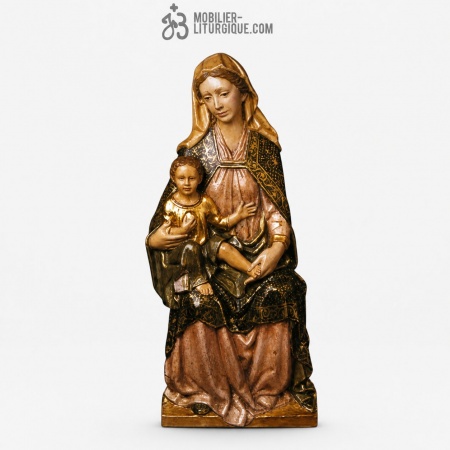 Statue Vierge a l\'enfant Polychrome