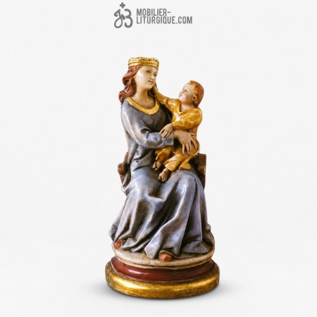 Statue Vierge &agrave; l\'enfant Polychrome