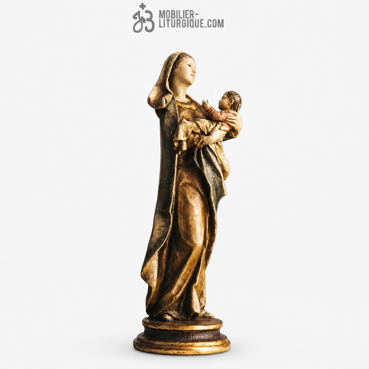 Statue Vierge a l\'Enfant Polychrome