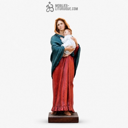 Statue Vierge &agrave; l\'enfant Polychrome