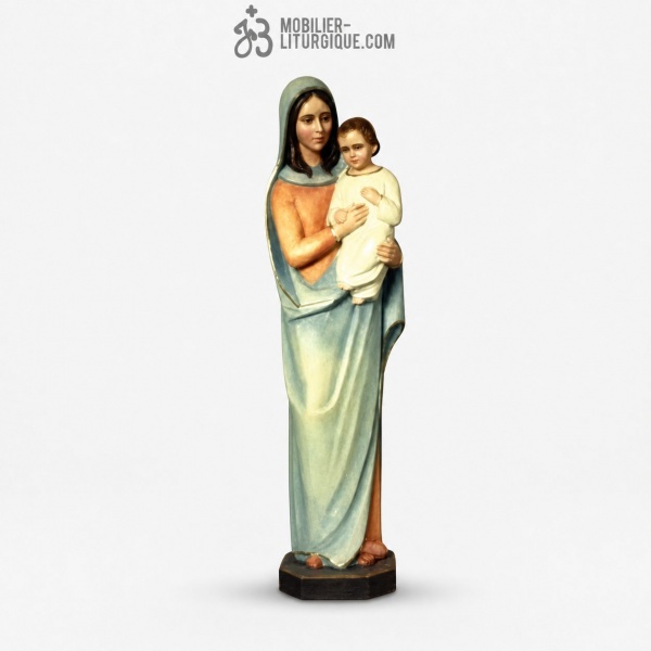 Statue Vierge � l\'enfant Polychrome