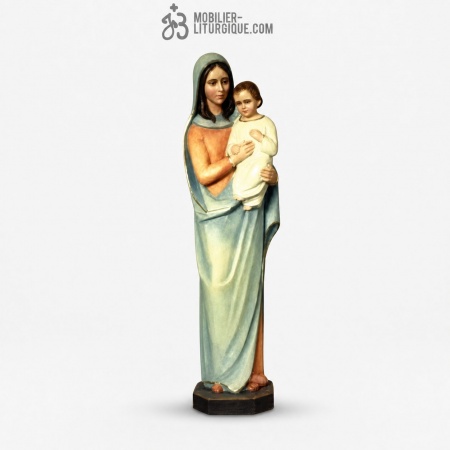 Statue Vierge &agrave; l\'enfant Polychrome