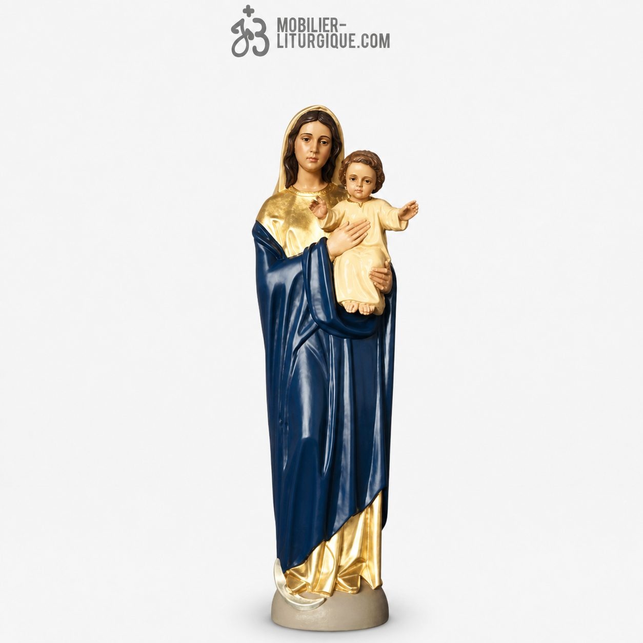 Statue Vierge &agrave; l\'enfant Polychrome